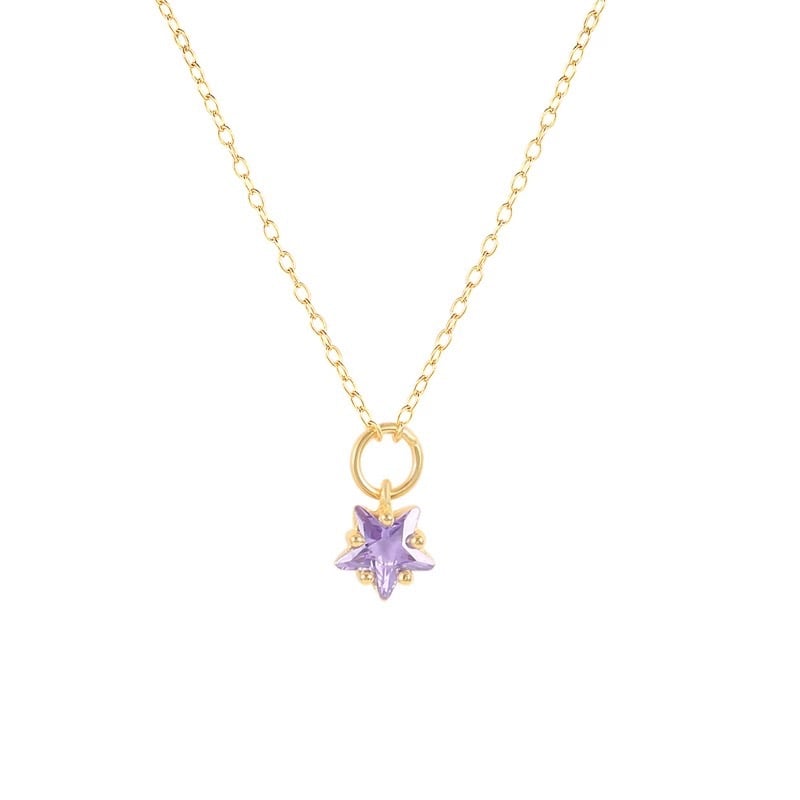 silver 925 purple star necklace