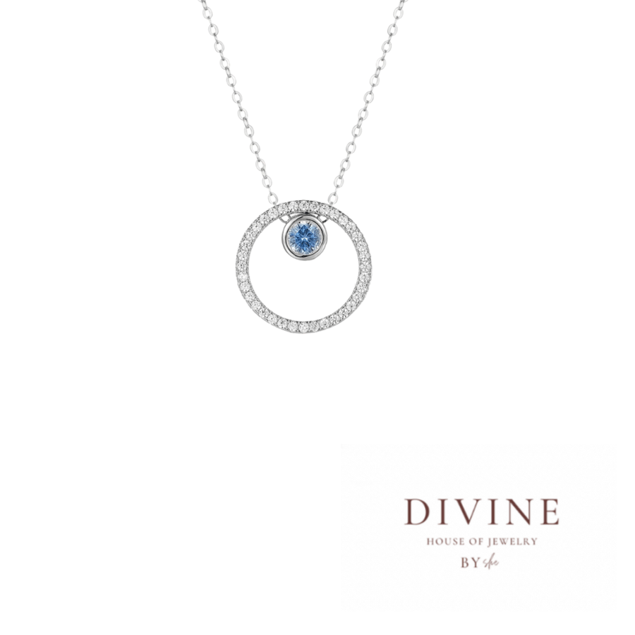 topaz move blue round stone silver 925 necklace