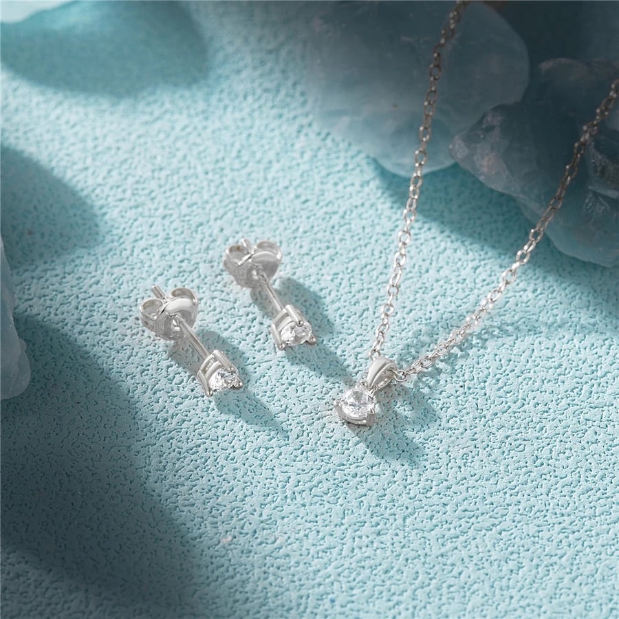 oval stone silver 925 simple set