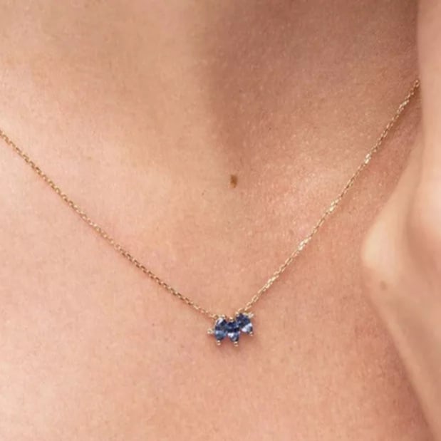 blue stones golden silver 925 necklace