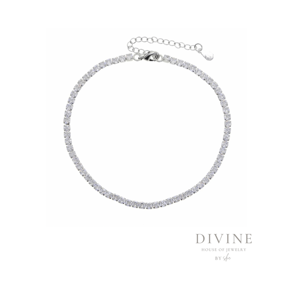 zircon stone silver anklet