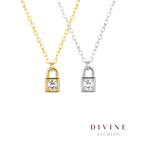 two gold & silver 925 locks necklaces
