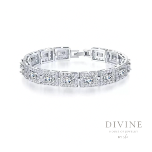 silver zircon stone bracelet