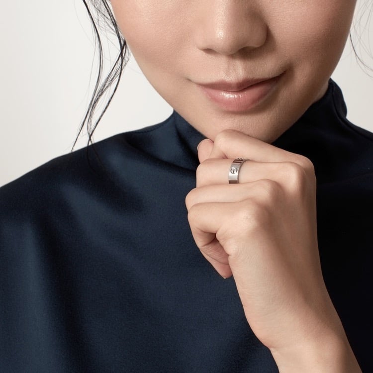 steel love gold plated ring