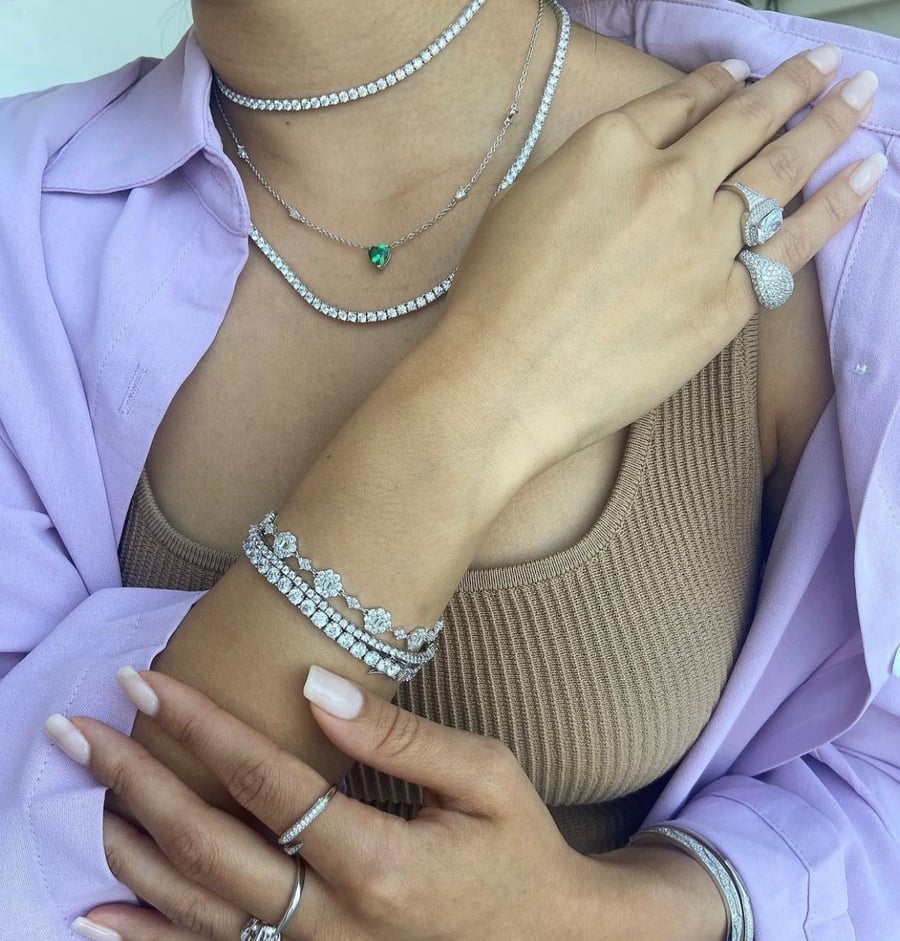 silver zircon stone bracelet