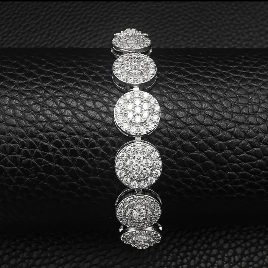 circular stone silver bracelet