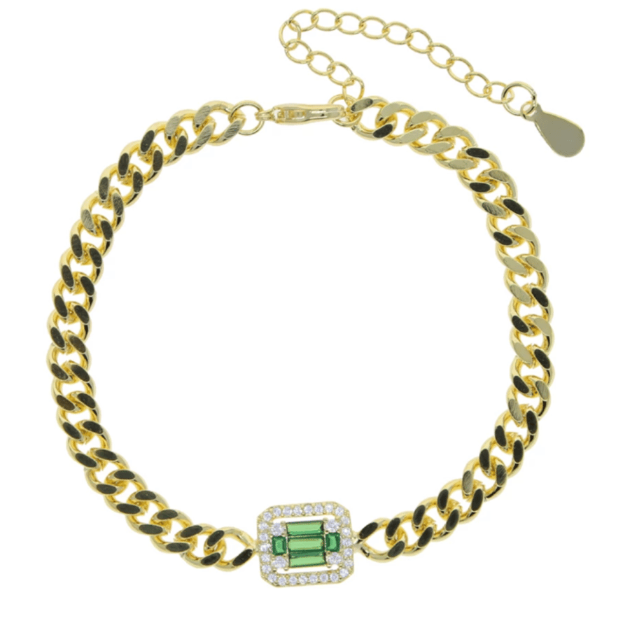Golden bracelet with colorful stone