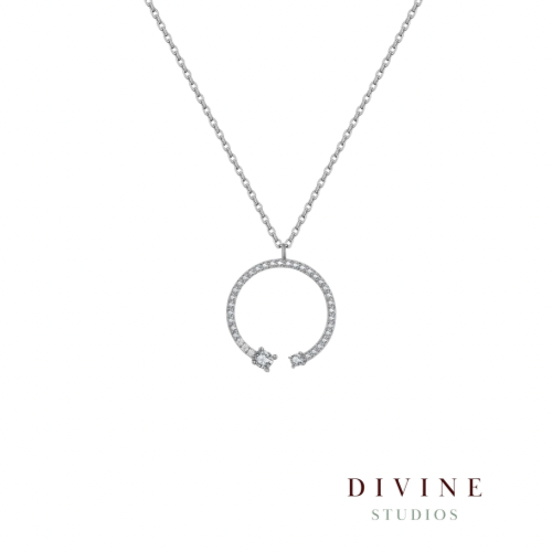 Pave Circle silver 925 Necklace