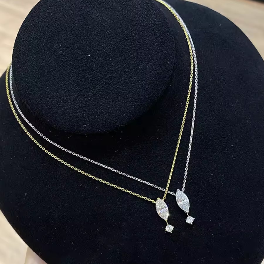 Oval long gold silver 925 Necklace