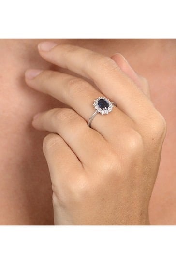 blue stone silver 925 ring
