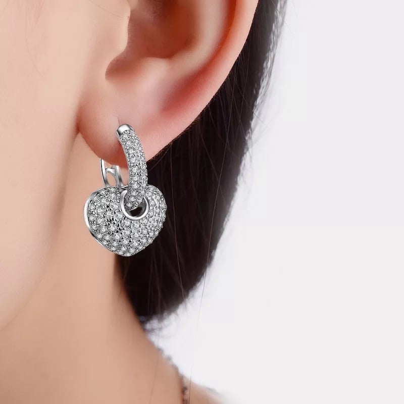 heart silver earrings