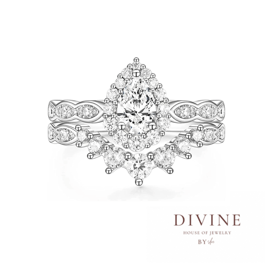 engagement silver 925 double drop cut ring