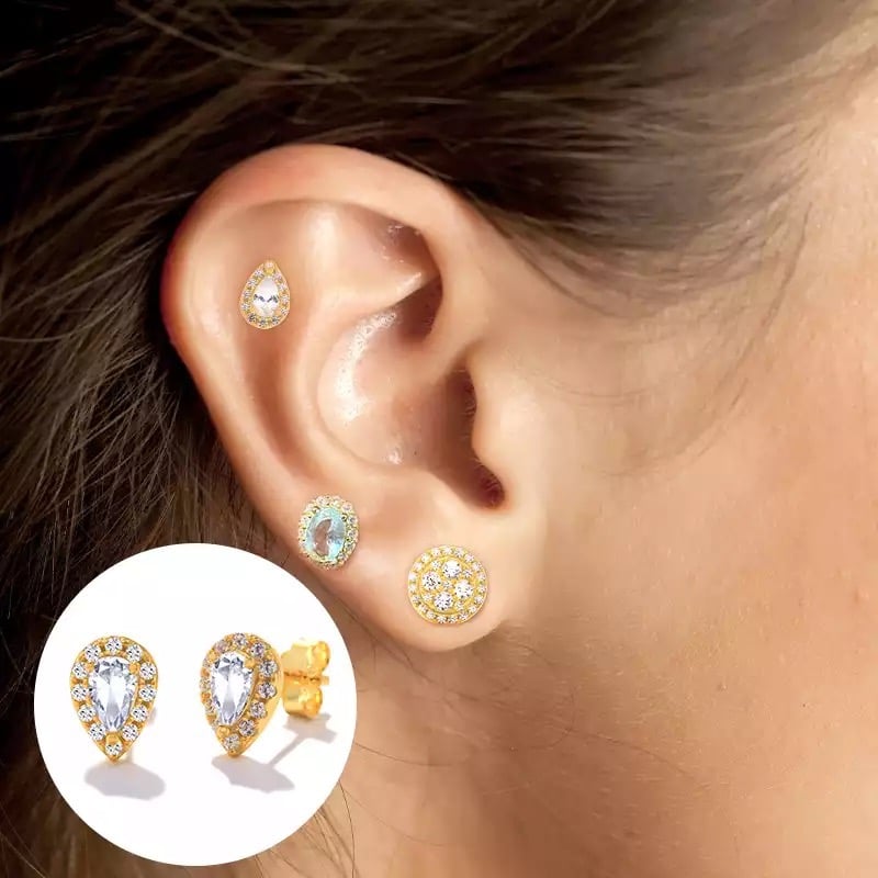 drop silver 925 gold plated earrings