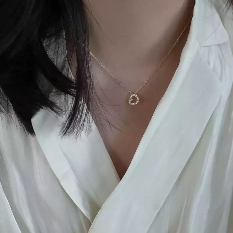 micro heart silver 925 gold plated necklace