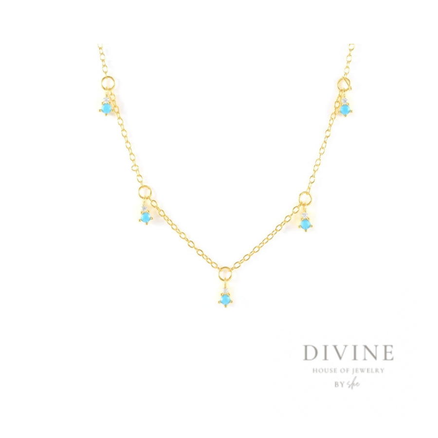 Turquoise Drop Charm 925 silver Necklace