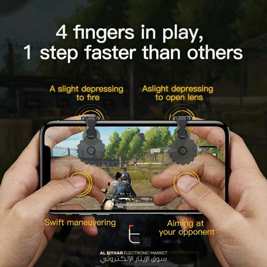بيسوس | قطعتين تصويب بوبجي جوال تابلت ايباد Baseus | Pubg L1R1 Shooter Trigger Gamepad Controller