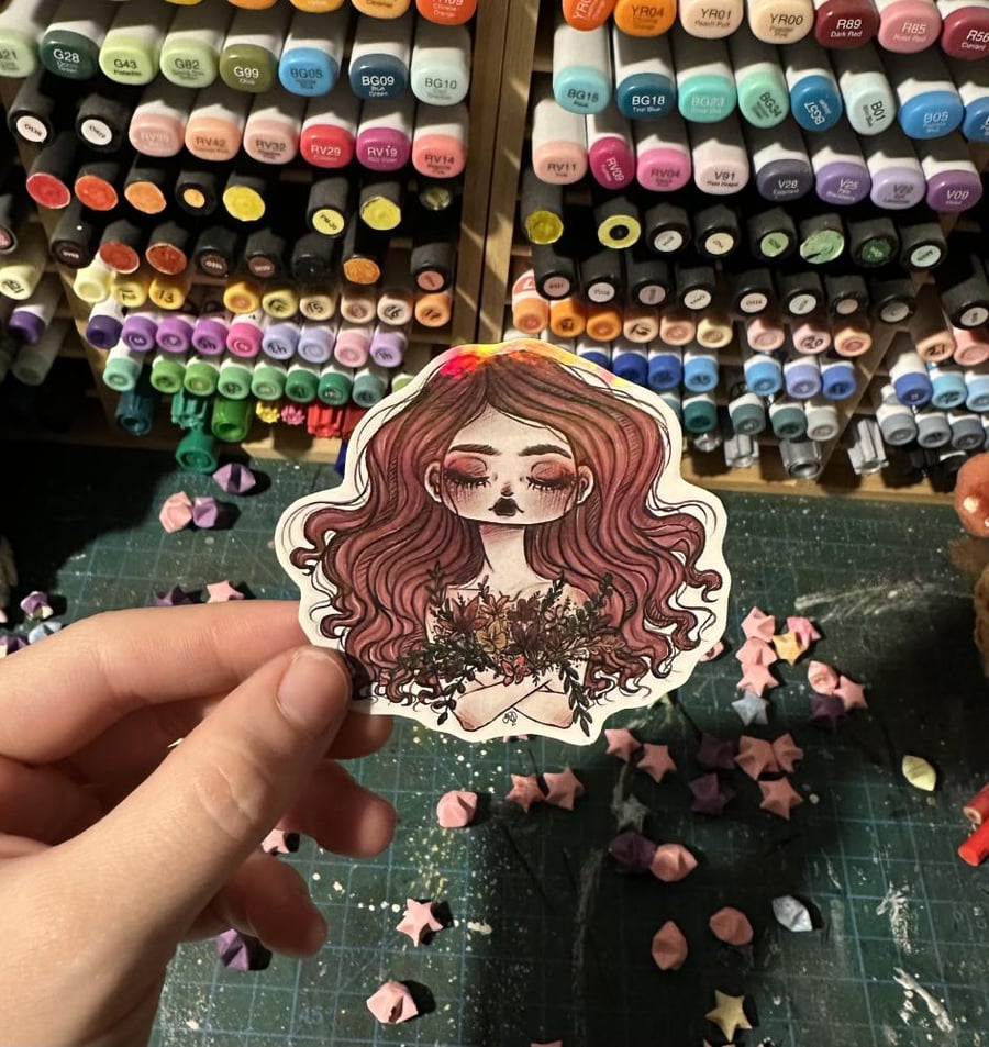 Floral girl - Sticker