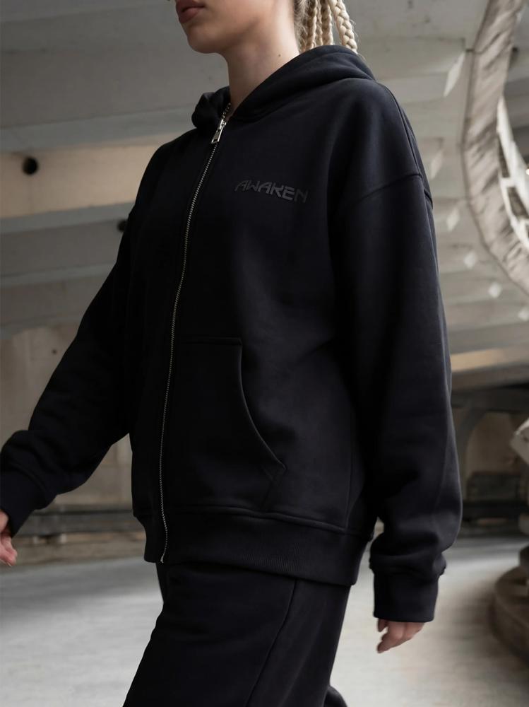 RF - BLACK ZIPPER HOODIE