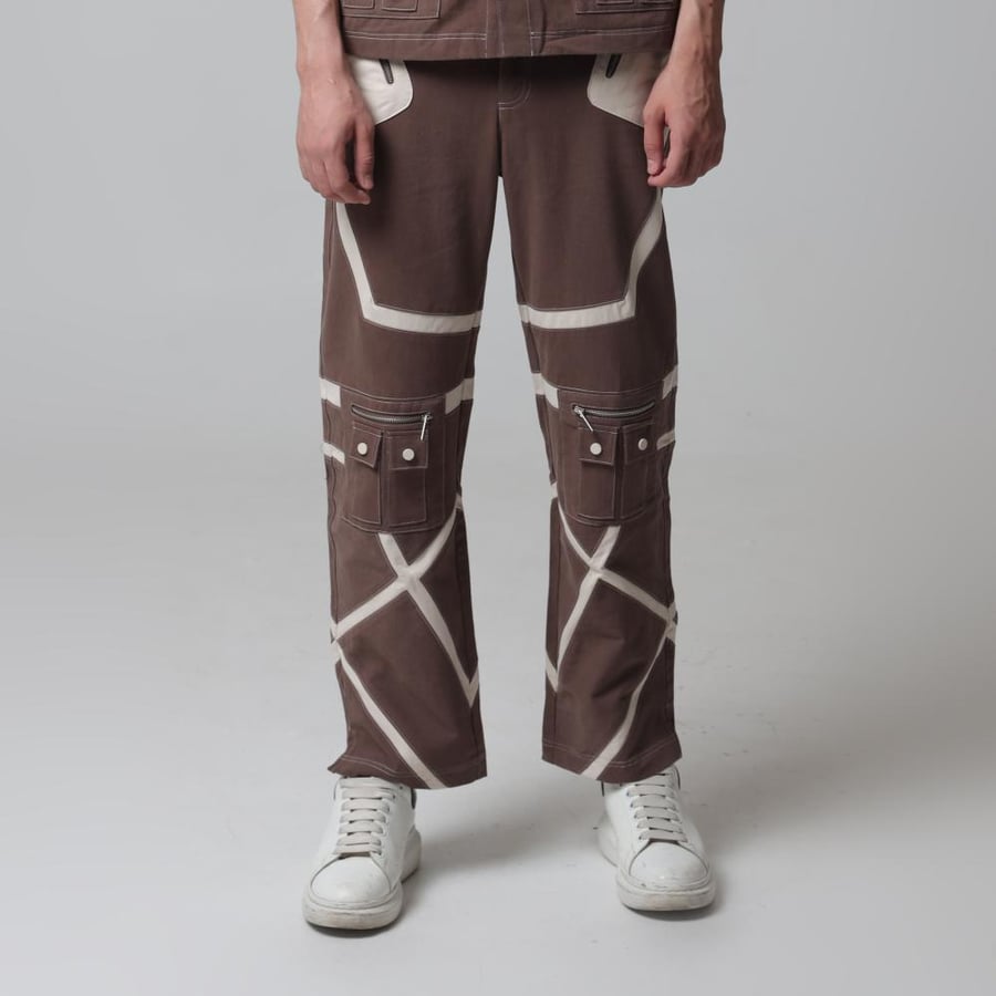 Lines Cargo Pants - Brown/Beige
