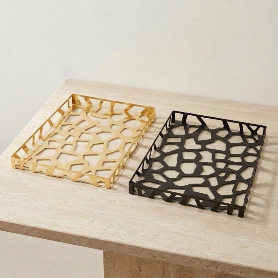 صينية تقديم فاخرة بقاعدة أكريليك وتصميم هندسي