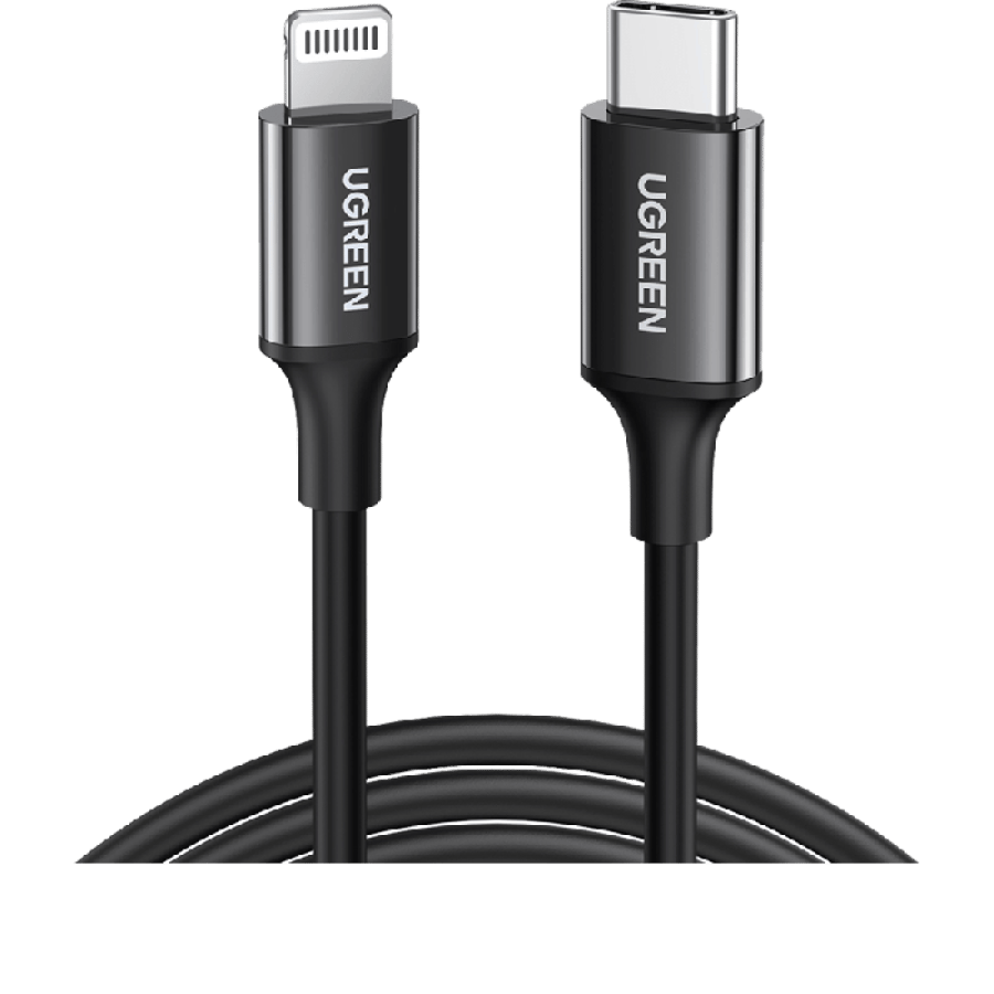 Ugreen USB-C to iPhone charger cable, 1 meter long, black