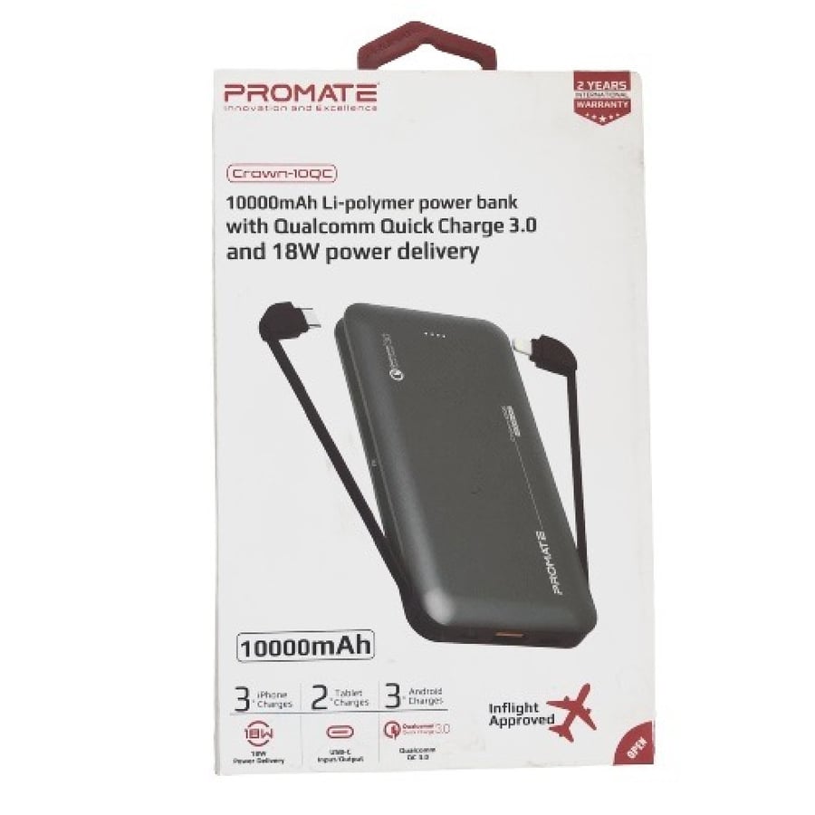 بطارية متنقلة 10000mAh  شحن سريع PROMATE USB-C, Mirco