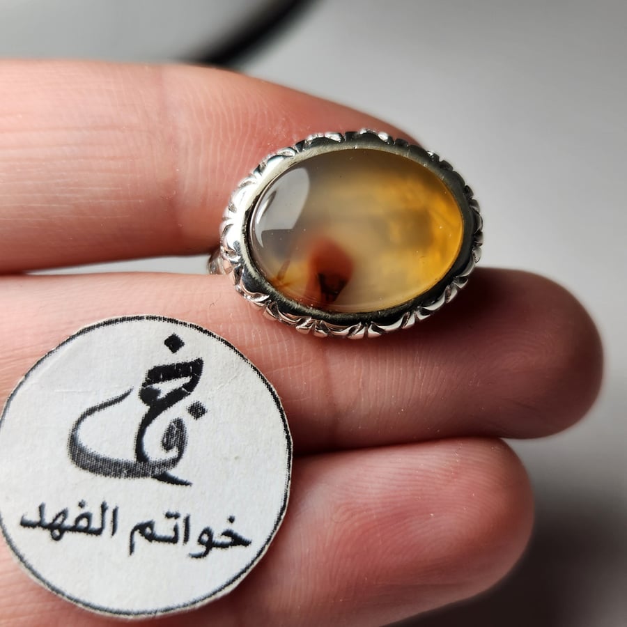 طاد خواتم مجوهرات خاتم فضه ملكي فتخه فخم بحجر عقيق يمني طبيعي اخبار