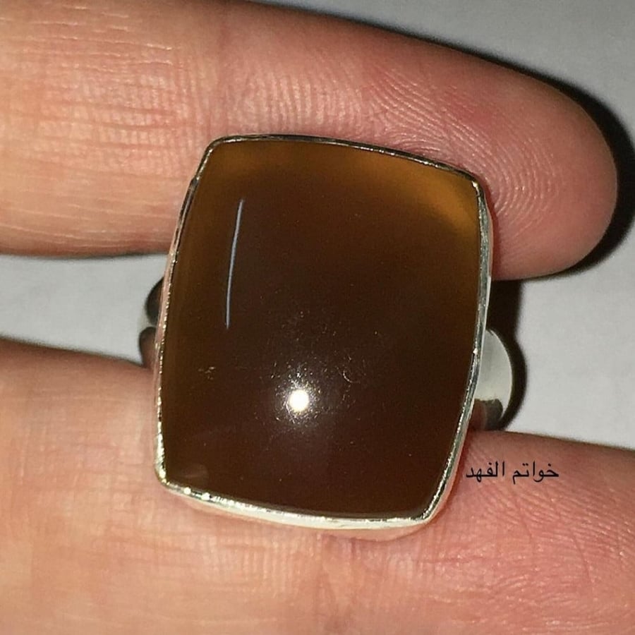 خاتم فضه حجر عقيق يمني مميز