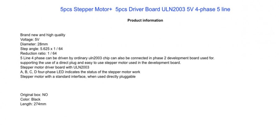 DC 5V Stepper Motor 28BYJ-48 + ULN2003 Driver Test Module