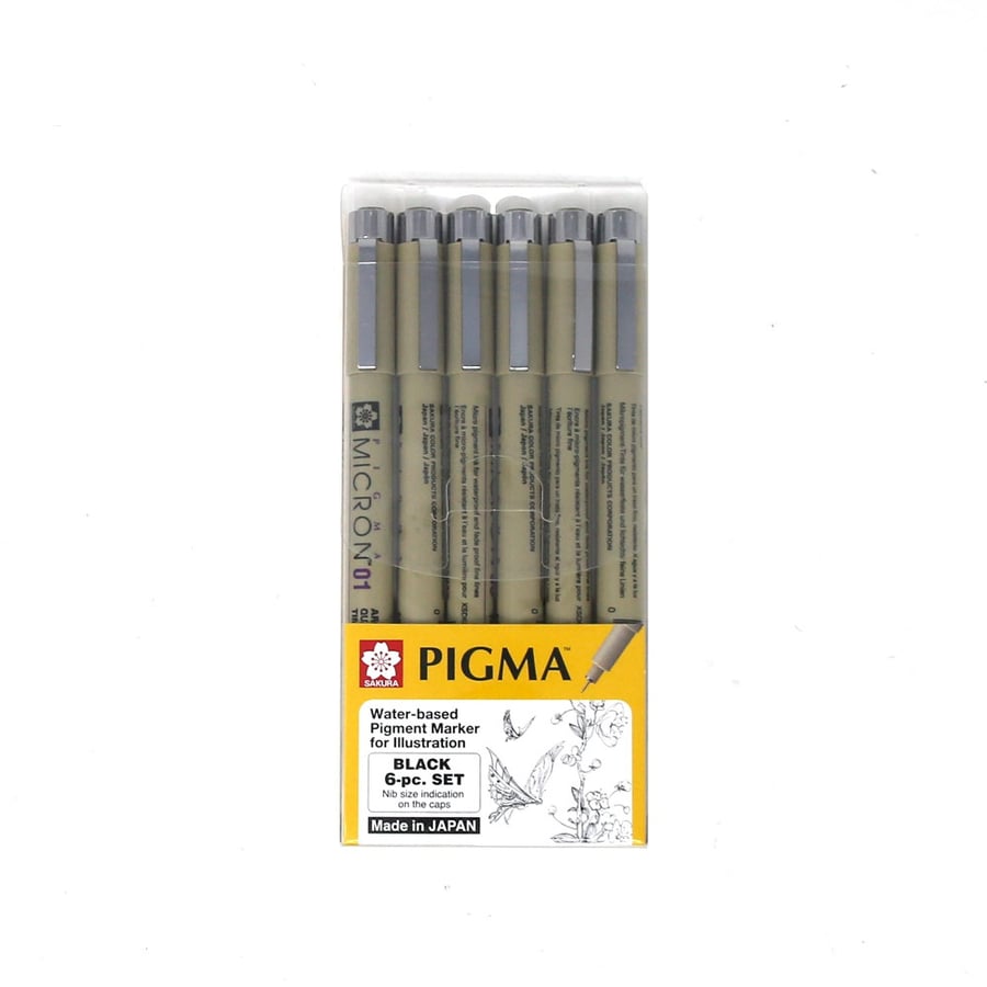 Sakura pigma micron drawing pen fine tip 6 sizes - black