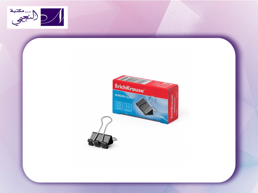 مشبك ورق 15مم Binder clips ErichKrause 15 mm, (box 12 pcs)