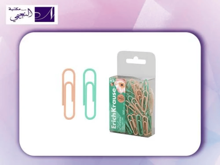 مشبك ورق ملون 100 حبة paper clips Vinyl coated ERIK