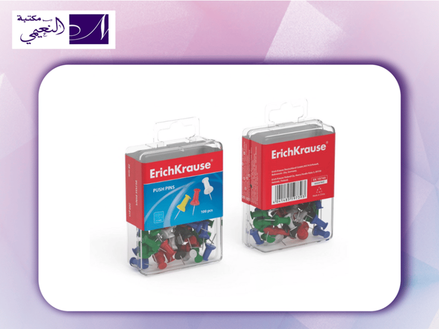 دبابيس مكتب ضغط ملونة Push pins ErichKrause assorted 100 pcs