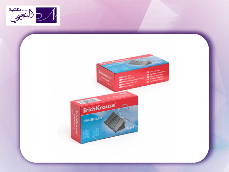 مشبك ورق 25مم Binder clips ErichKrause 25 mm, (box 10 pcs)