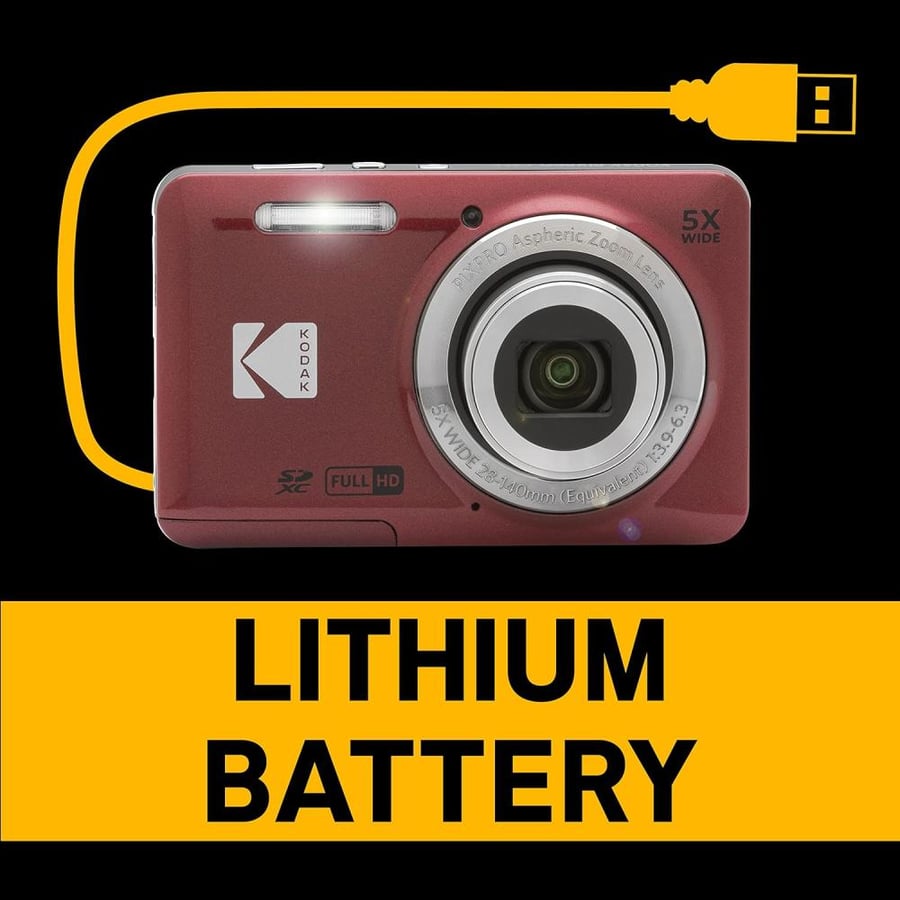 كاميرا رقمية بيكسبرو فريندلي زووم FZ55-RD بدقة 16 ميجابكسل مع تقريب بصري 5 مرات وزاوية عريضة 28 ملم وشاشة LCD 2.7 انش من كوداك (احمر)