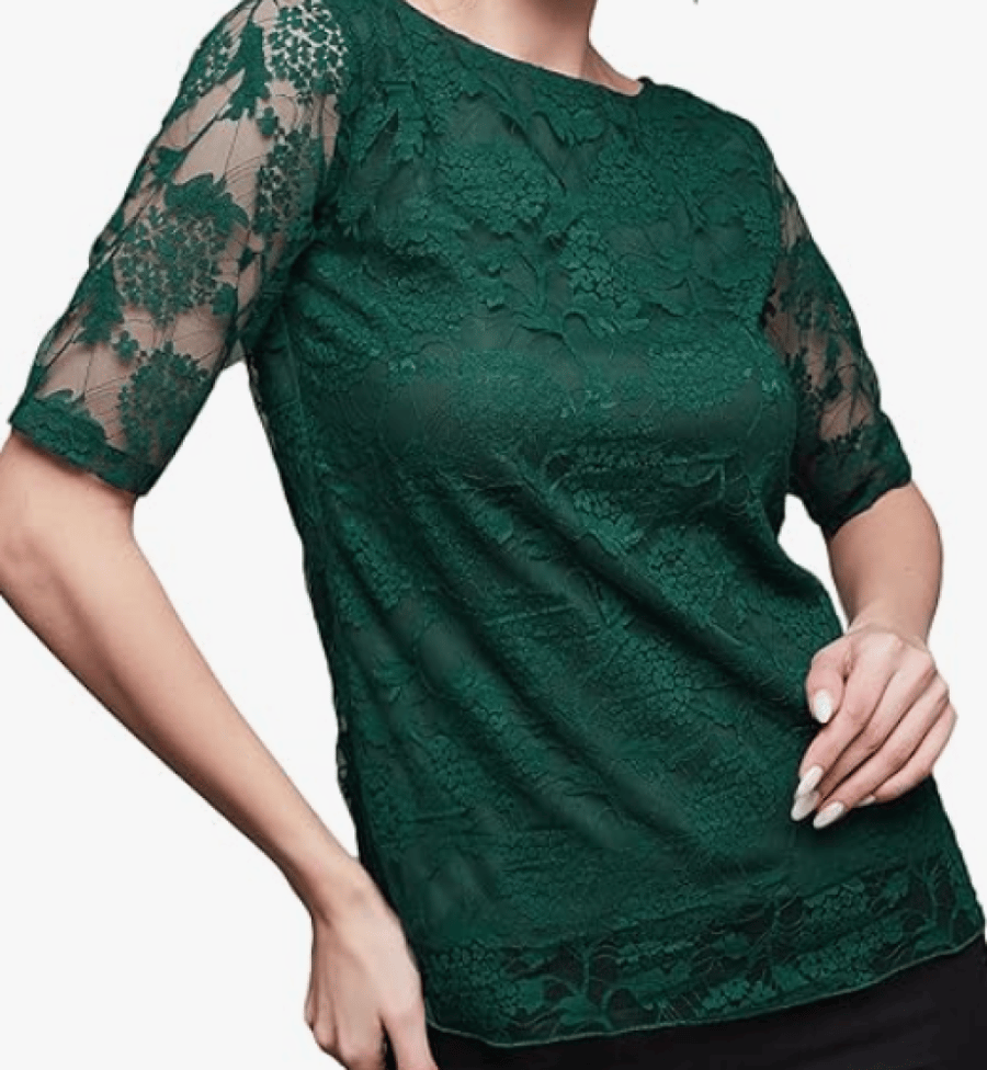 تي شيرت للنساء بتصميم ورود بقصة ضيقة من ميس اوليف size-L