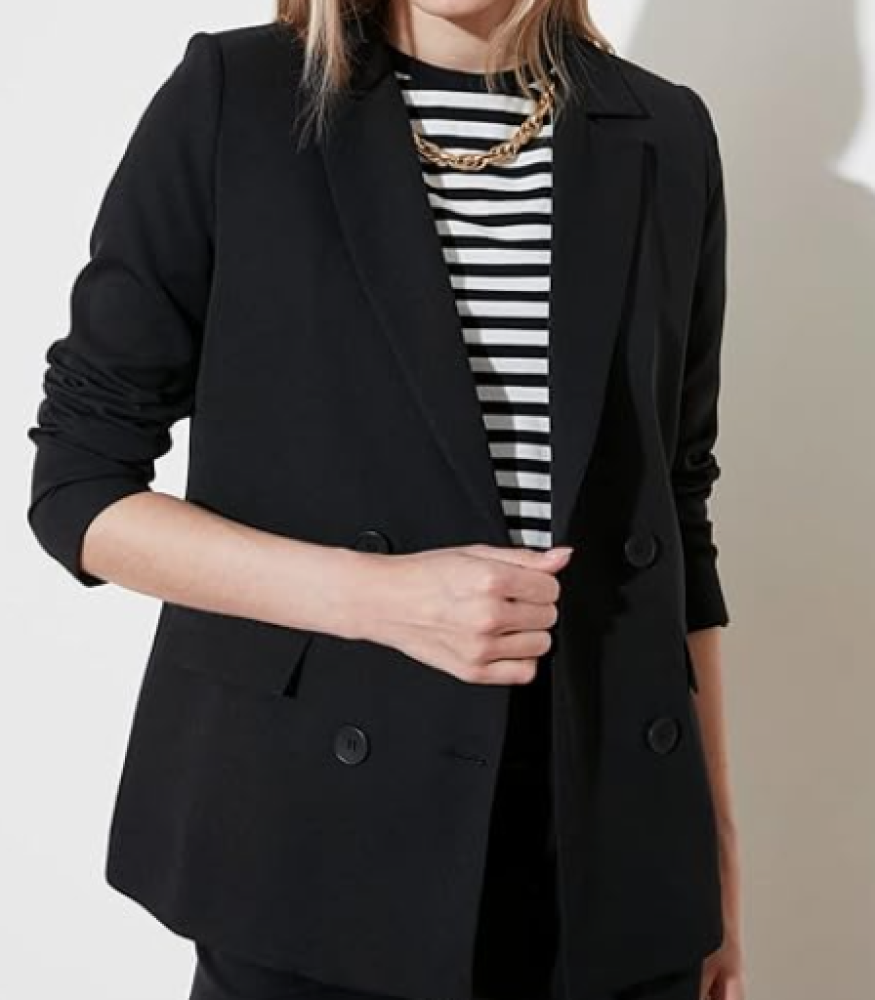 Trendyol Women's Double Breasted Lapel Collar Woven Blazer, Size M