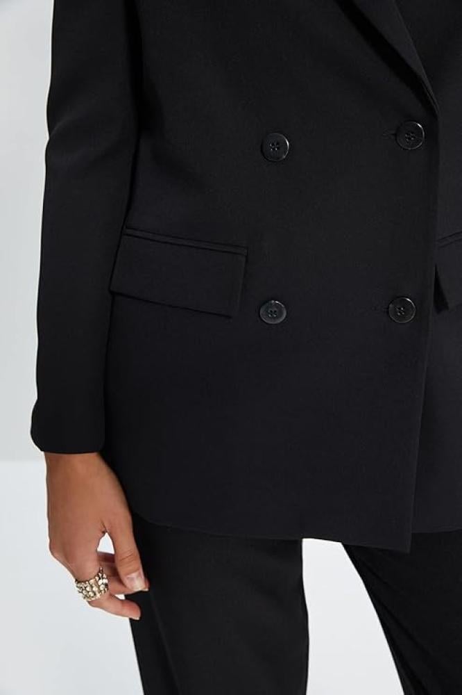 Trendyol Women's Double Breasted Lapel Collar Woven Blazer, Size M