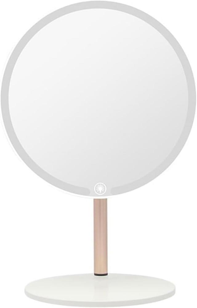 مرآة مكياج LED مع أضواء، مرآة زينة مع شاشة عالية الدقة مزدوجة الجوانب، تصميم قائم على المكتب من WDA