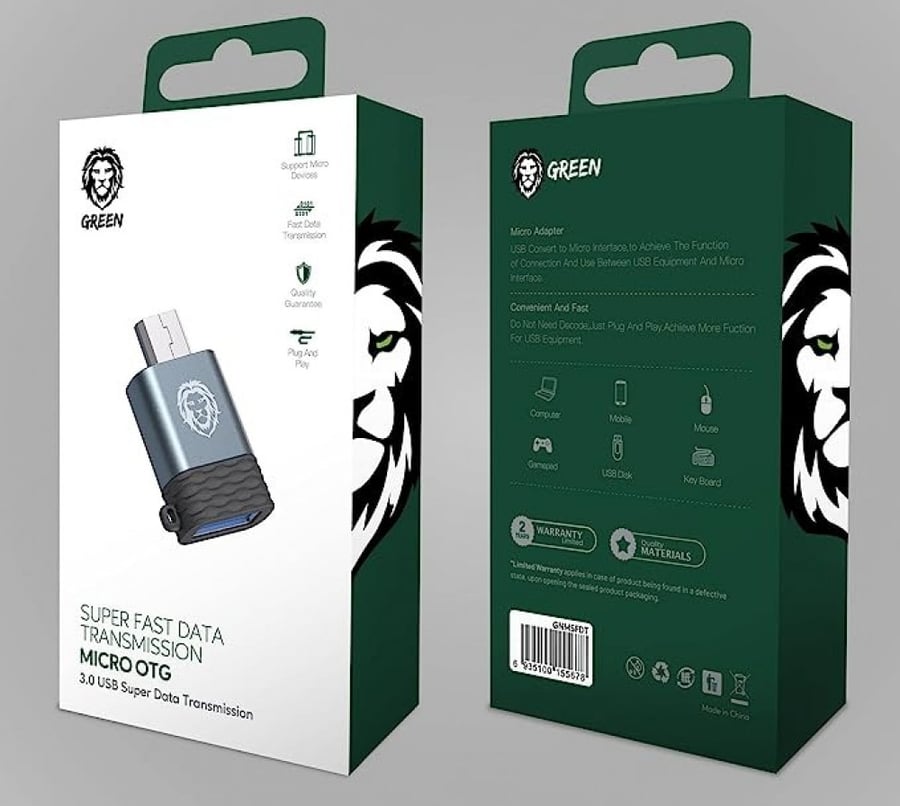 جرين ليون مايكرو او تي جي 3.0 USB لنقل البيانات - اسود/فضي