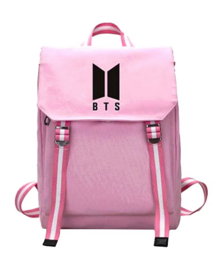 حقيبة ظهر مطبوع عليها شعار BTS وردي