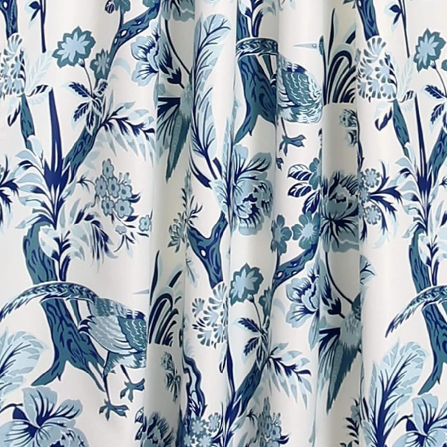 Lush Decor Dolores Light Filtering Window Panels, Pair, 52" W x 84" L, Blue - Toile Curtains - Floral Bird Print - Grandmillennial & French Country Curtains - Cottage & Maximalist Home Decor
