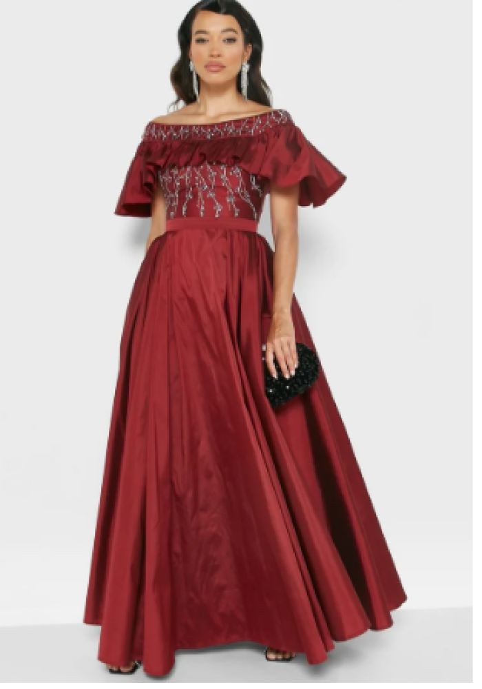 فستان عاري الاكتاف وحزام خصر من عمري size-XXL