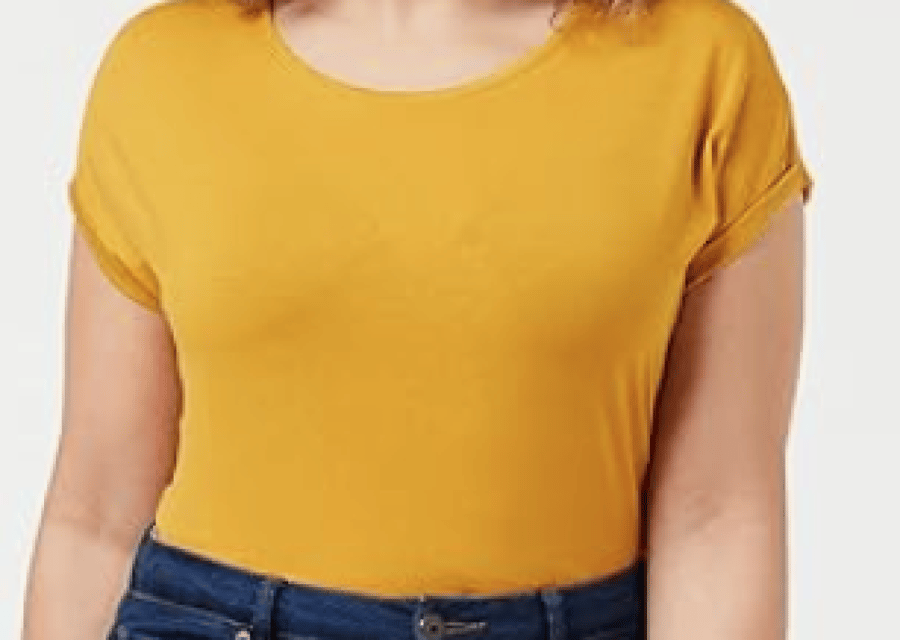 قميص من فيرو مودا للسيدات باكمام قصيرة بلون الموز size-L