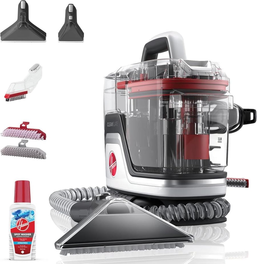 Hoover CleanSlate Carpet and Upholstery Vacuum, Portable Spot Cleaner for Stains and Pet Poop, Multi-Purpose Handheld Vacuum with Tools and Hose, Powerful Suction, Model CDSW-MPME