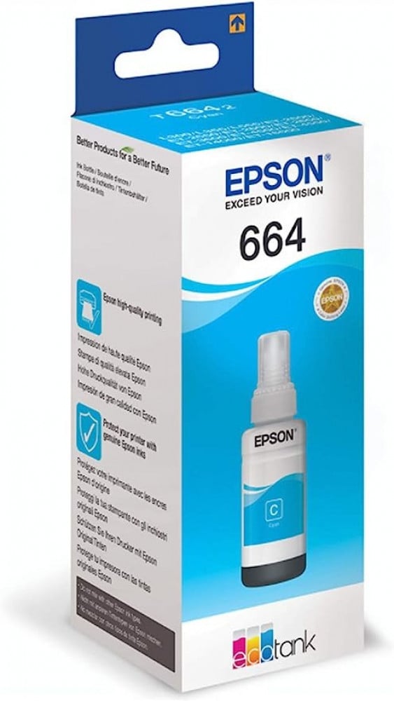 Epson T6642 EcoTank ink bottle, black ink for refilling the printer, 70 ml capacity