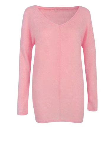 سترة محبوكة برقبة على شكل حرف V وردي size-XL