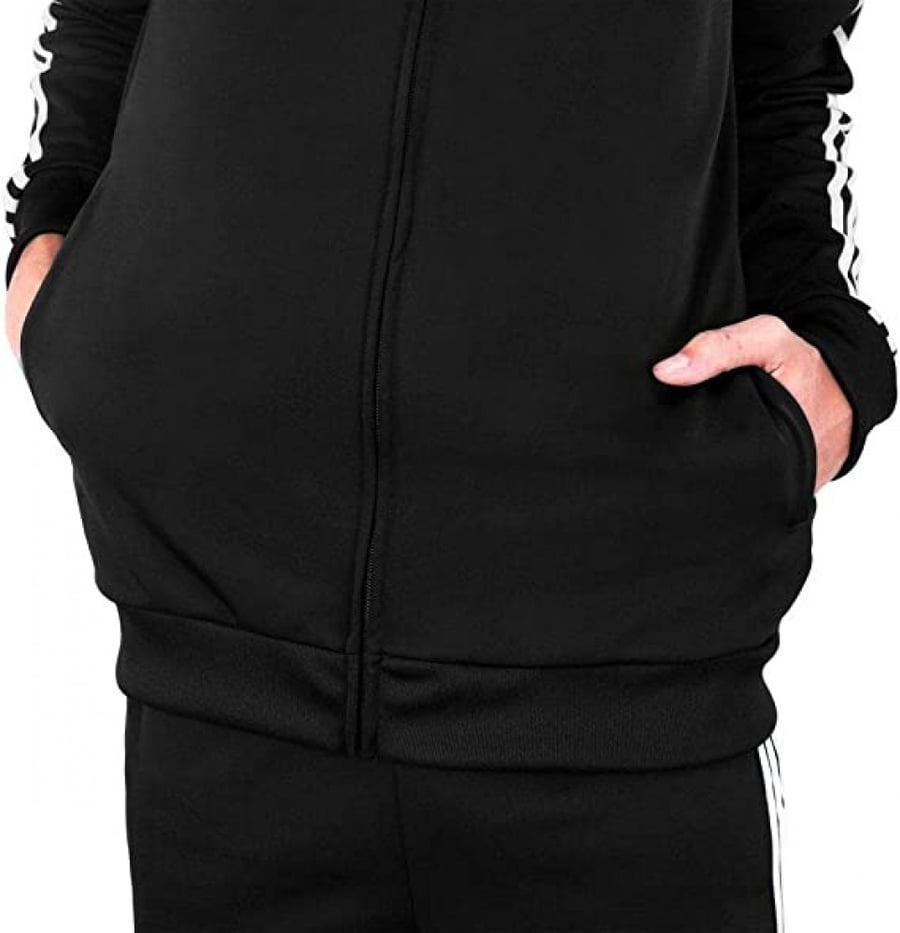 جاكيت رياضي Adidas Essentials رجالي | أسود وأبيض | مقاس XL