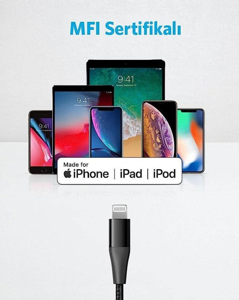 كابل Anker PowerLine II USB-C مع Lightning 6ft BK