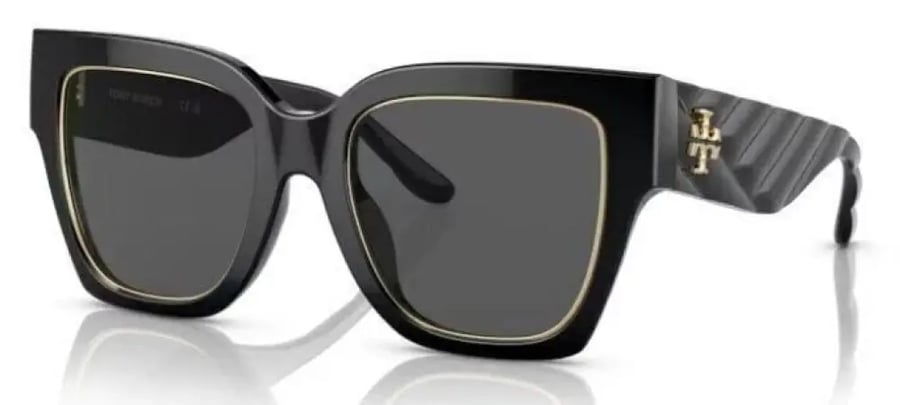 نظارات شمسية نسائية من توري بورش (Tory Burch) - موديل TY7180U 170987 - مقاس 52 مم - لون أسود